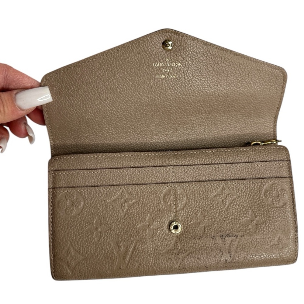 Louis Vuitton Monogram Empreinte Leather Sarah Wallet in Neutral - Picture 3 of 15